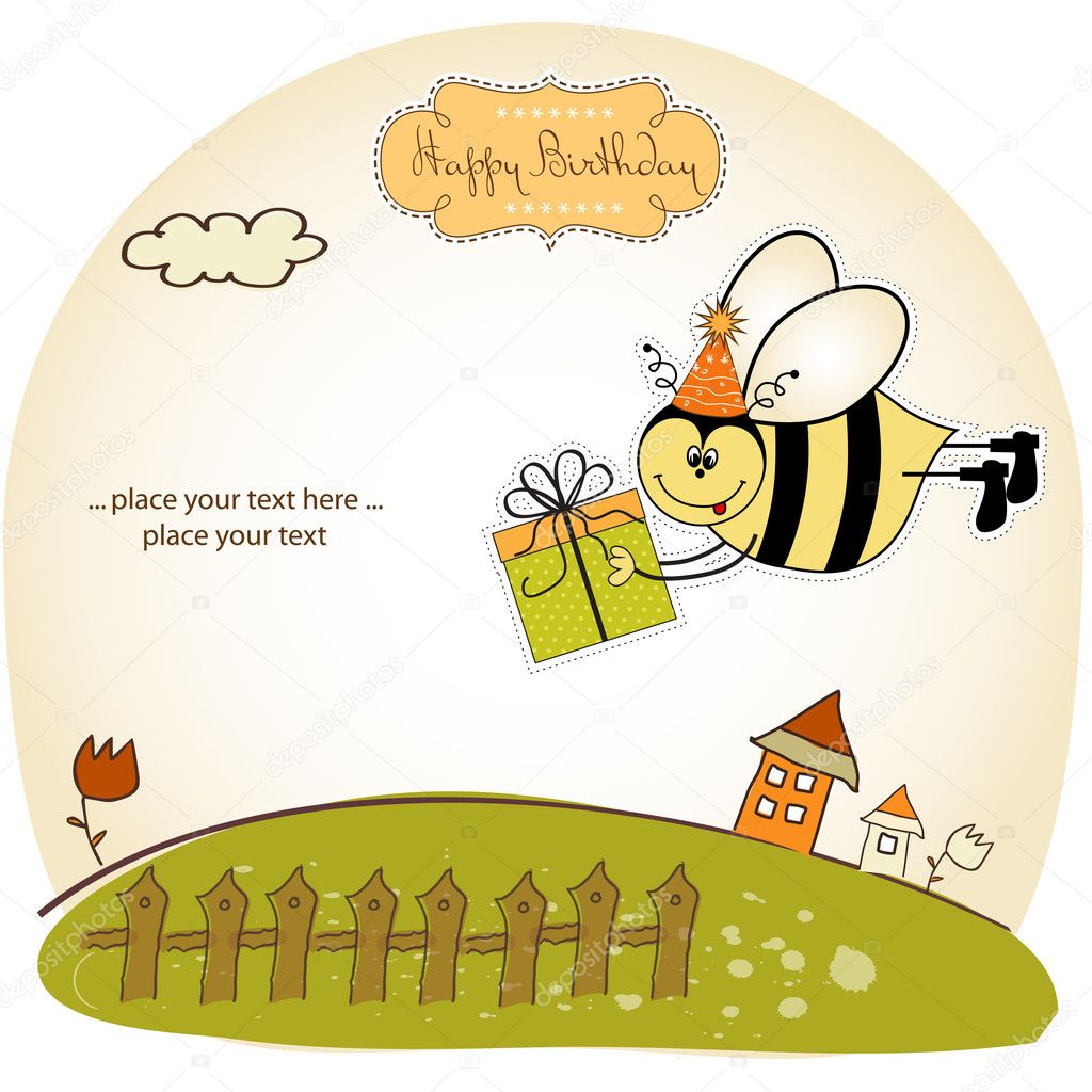 Carte De Voeux Avec Abeille Image Libre De Droit Par Claudiabalasoiu C