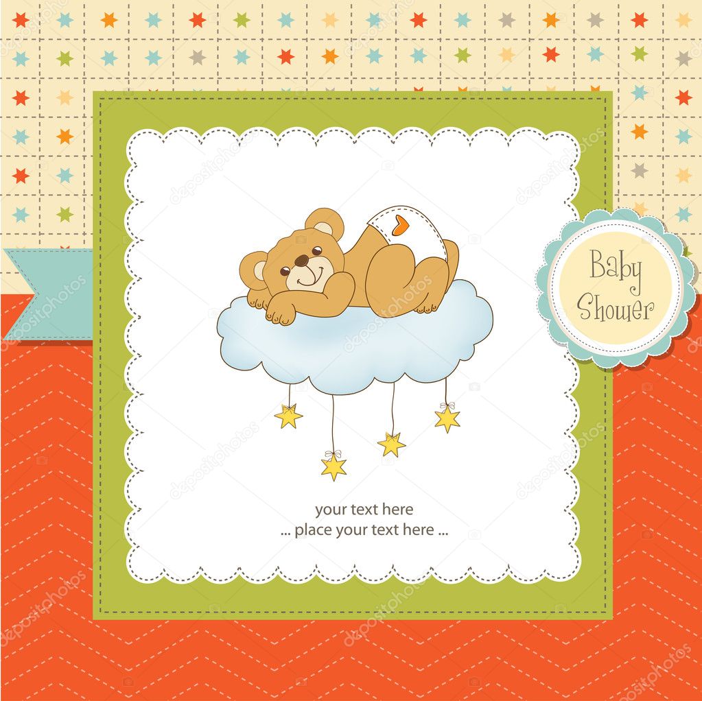 Greeting card with spoiled teddy bear
