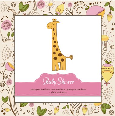 Baby shower invitation with giraffe clipart