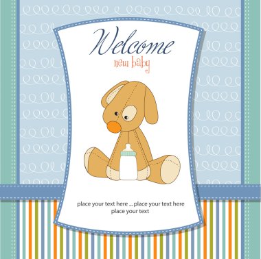 Baby shower invitation with puppy clipart