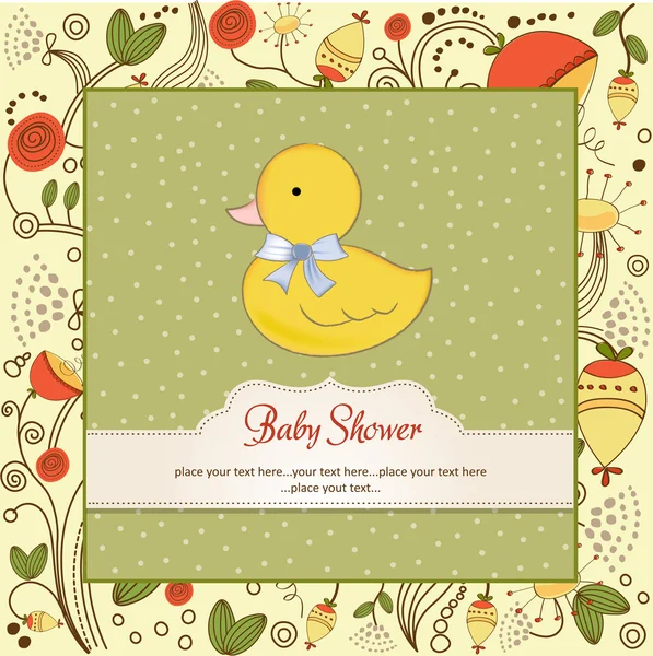 Baby shower uitnodiging met eend — Stok fotoğraf