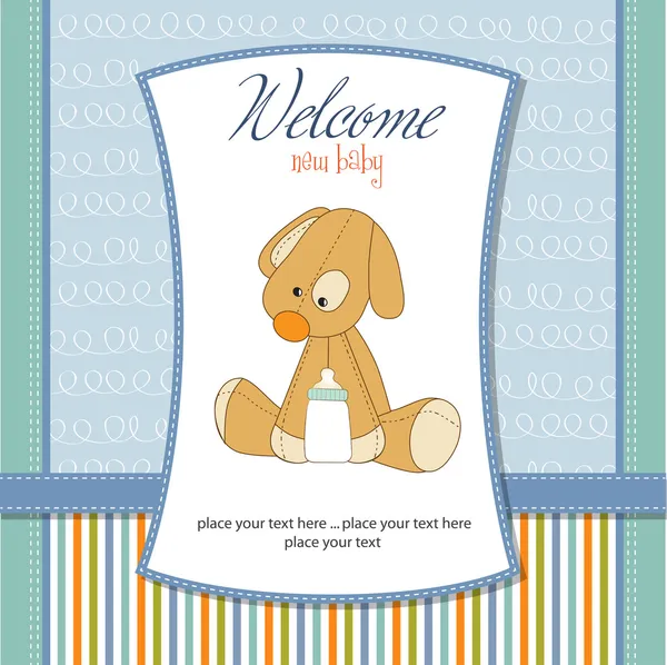 Baby shower invitation with puppy — Stock Photo, Image