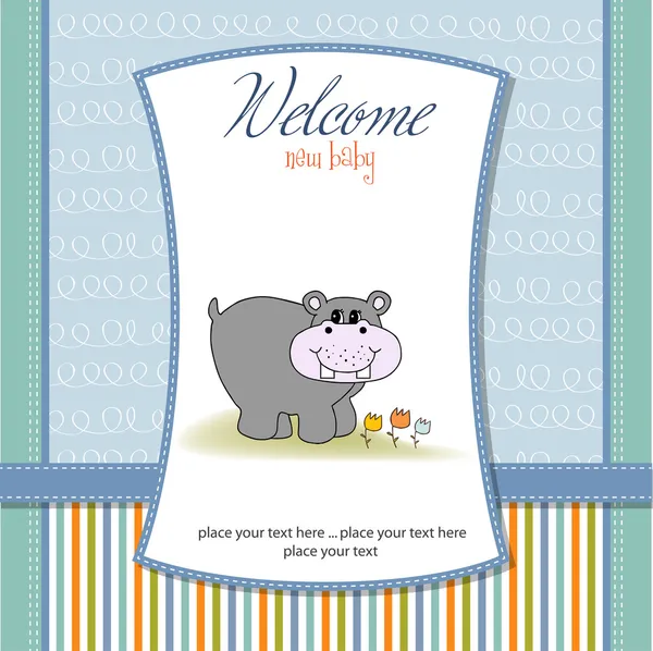 Convite de chá de bebê com hipopótamo — Fotografia de Stock