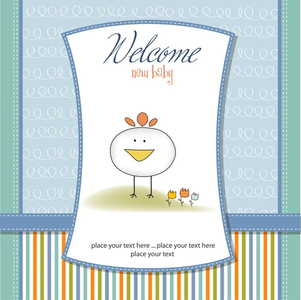 닭고기와 함께 새로운 아기 발표 카드 — 스톡 사진