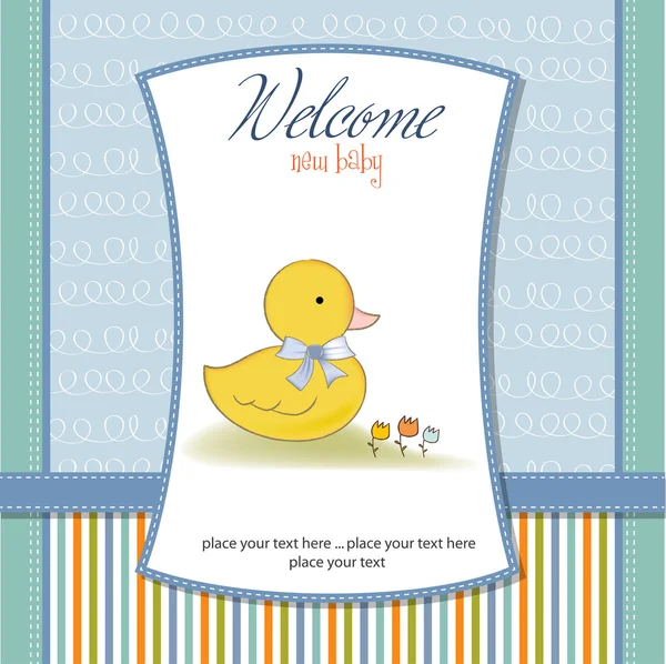 Baby shower invitation with duck — Stock Photo, Image