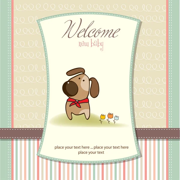 Baby shower invitation with dog — Stock Photo, Image