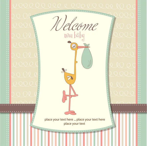 Baby shower invitation stork — Stock Photo, Image