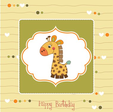 Zürafalı doğum günü kartı