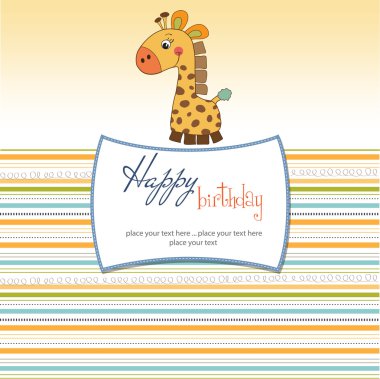 Zürafalı doğum günü kartı