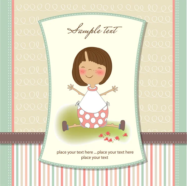 Novo bebê menina anúncio cartão — Fotografia de Stock