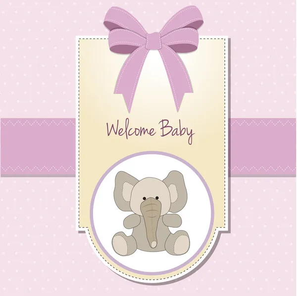Baby girl cartão de boas-vindas com elefante — Fotografia de Stock