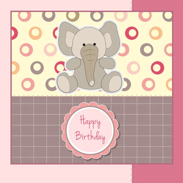 Tarjeta de felicitación de cumpleaños con elefante bebé —  Fotos de Stock