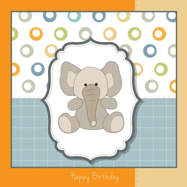 Tarjeta de felicitación de cumpleaños con elefante bebé — Foto de Stock