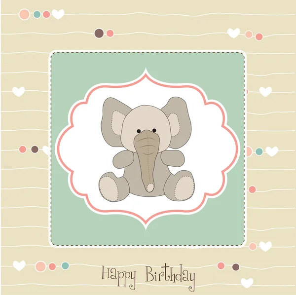 Birthday greeting card with baby elephant — Stock Photo, Image