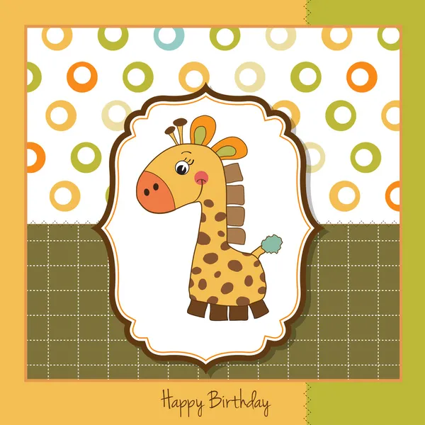Születésnapi kártya zsiráffal — Stock Fotó