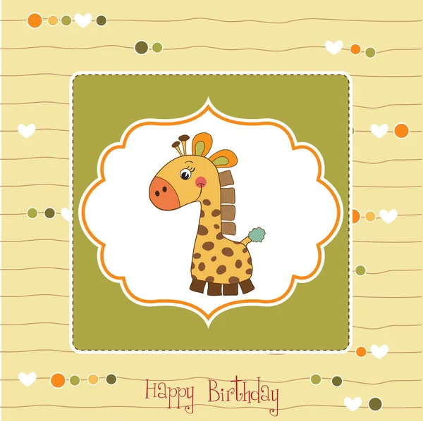 Zürafalı doğum günü kartı — Stok fotoğraf