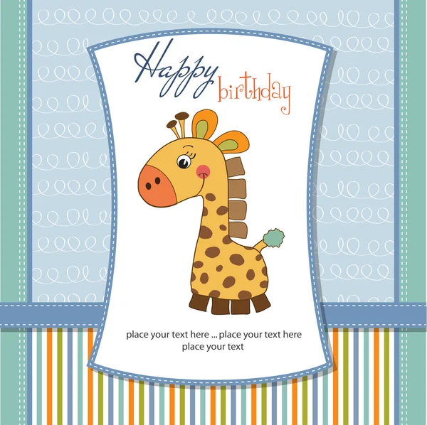 Листівка на день народження з жирафом — стокове фото