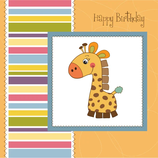 Születésnapi kártya zsiráffal — Stock Fotó