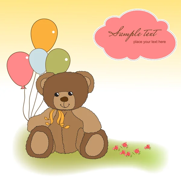 Welcome baby card with teddy bear — Stock Photo, Image