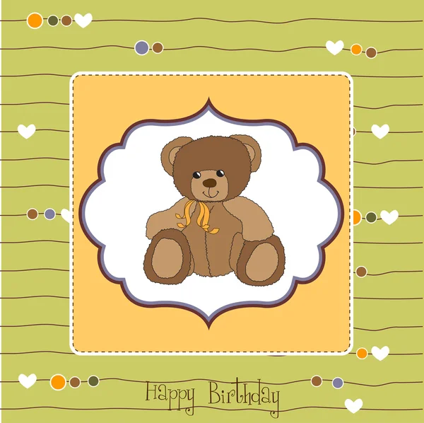 Welkom baby kaart met teddy bear — Stockfoto