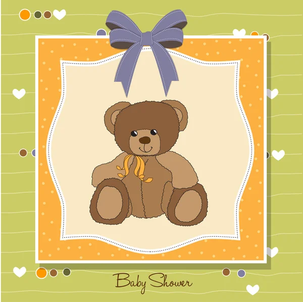 Vítejte baby karta s Medvídek — Stock fotografie