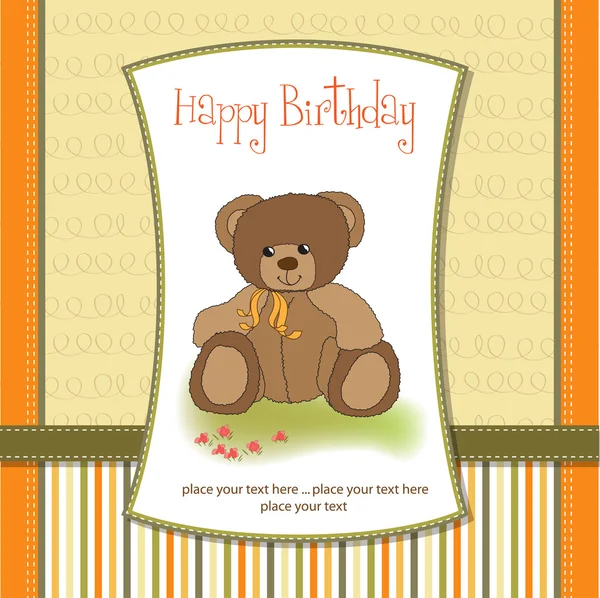 Welcome baby card with teddy bear — Stock Photo, Image