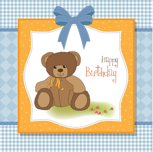 Welkom baby kaart met teddy bear — Stockfoto