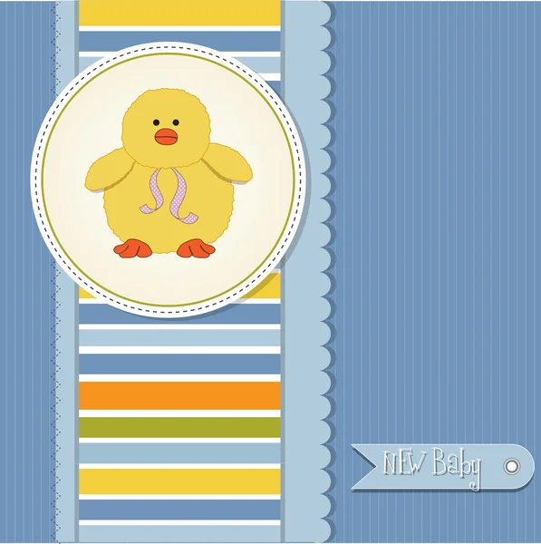 Nueva tarjeta de anuncio de bebé niño con pato —  Fotos de Stock
