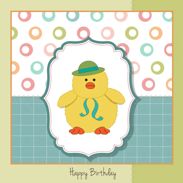小さなアヒルの誕生日カード — ストック写真