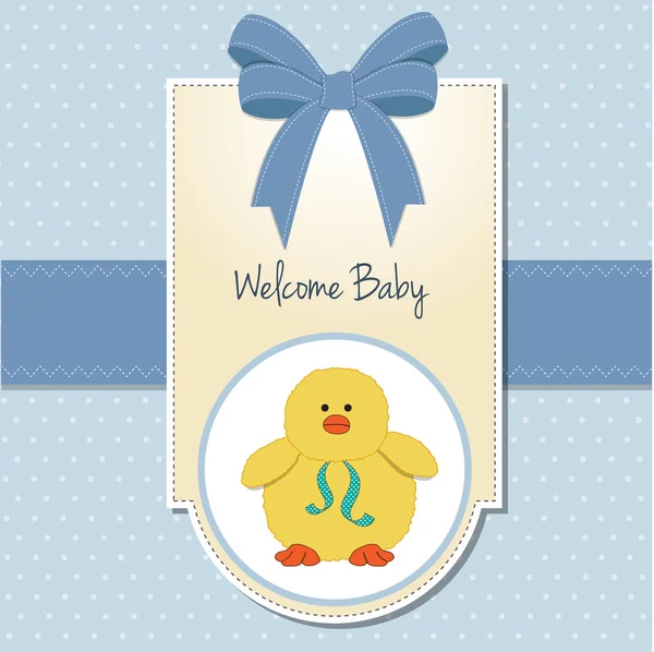 Novo bebê menino cartão de boas-vindas — Fotografia de Stock