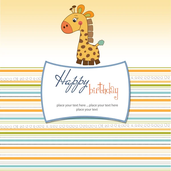 Листівка на день народження з жирафом — стокове фото