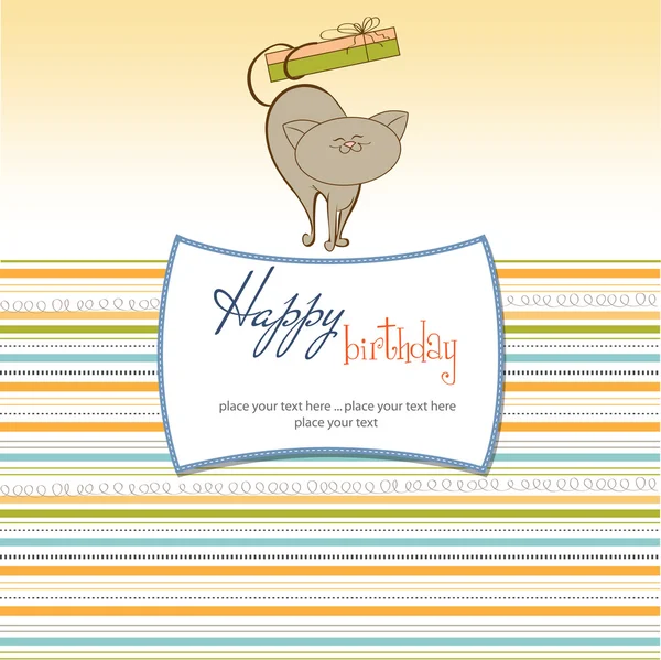 Birthday card with little cat — Stock Photo, Image