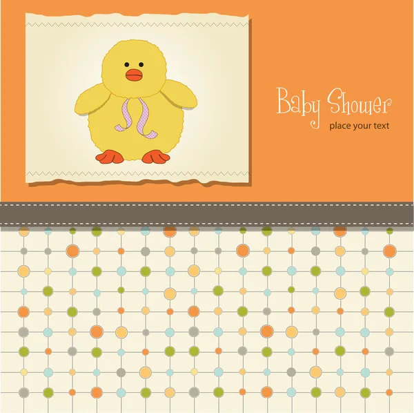 Cartão de banho de bebê com pato pequeno — Fotografia de Stock