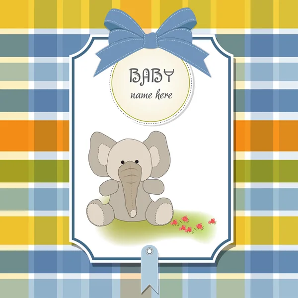 Nueva tarjeta de bebé con elefante — Foto de Stock