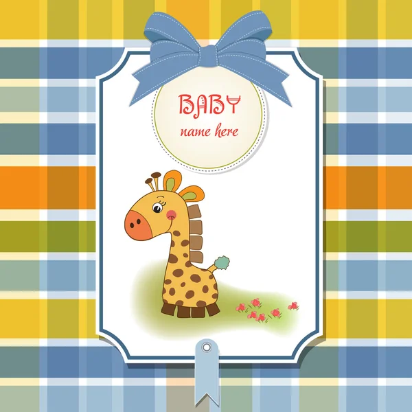 Shower card with giraffe toy — Stock Photo, Image