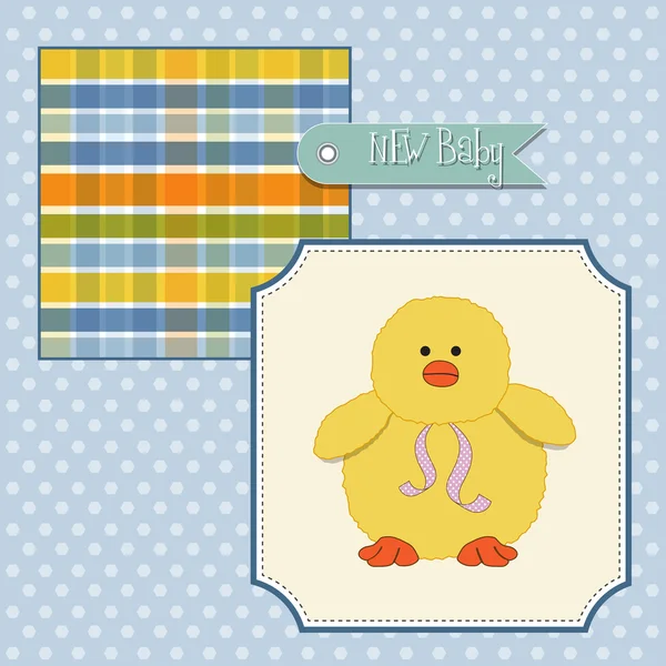 Novo cartão de bebê com pato pequeno — Fotografia de Stock