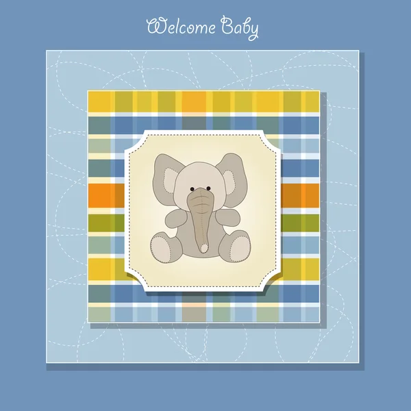 Cartão de boas-vindas bebê com elefante — Fotografia de Stock