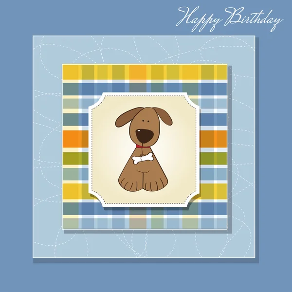 Ευχετήρια κάρτα με μικρό σκυλί — Φωτογραφία Αρχείου