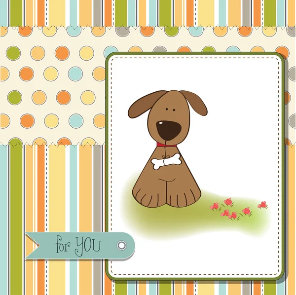 Вітальна листівка з маленьким собакою — стокове фото
