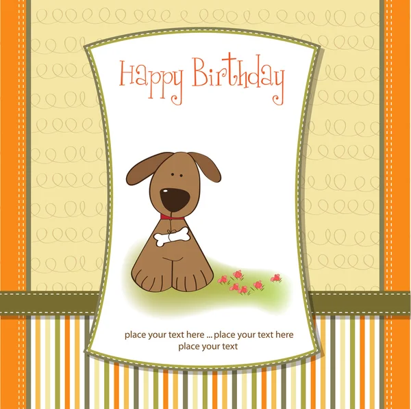 Ευχετήρια κάρτα με μικρό σκυλί — Φωτογραφία Αρχείου