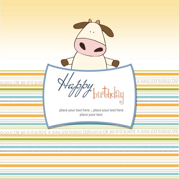 Tarjeta de felicitación divertida con vaca — Foto de Stock