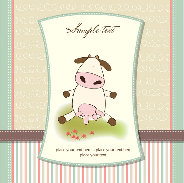 Divertido cartão de saudação com vaca — Fotografia de Stock