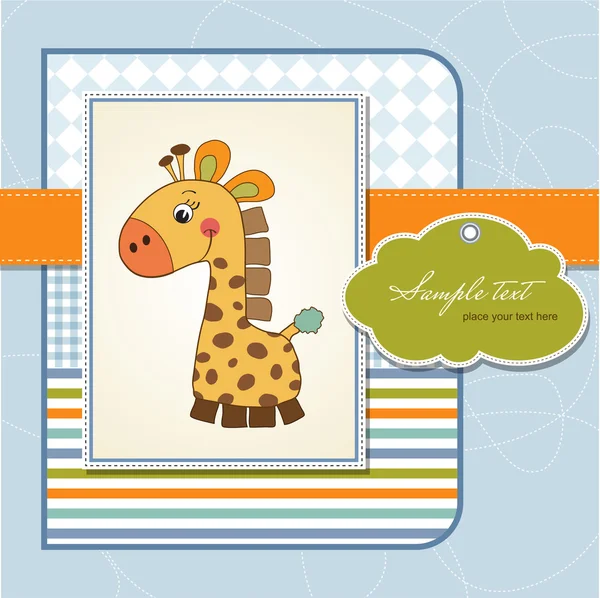 Nieuwe baby aankondiging kaart met giraffe — Stockfoto