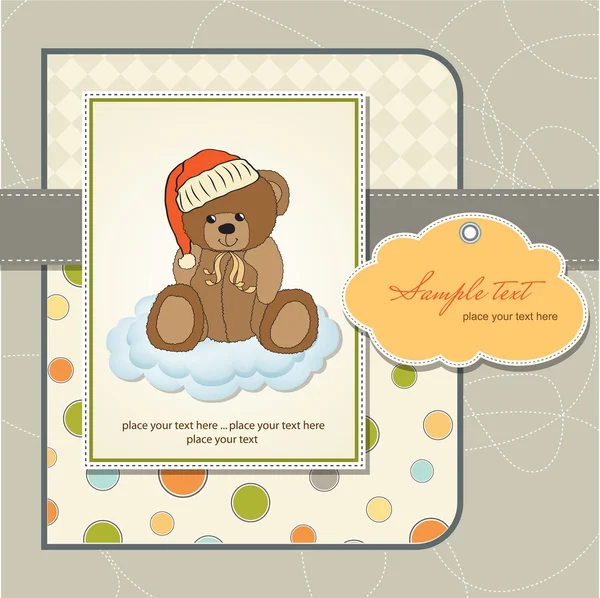 Neue Baby-Ankündigungskarte mit Teddybär — Stockfoto
