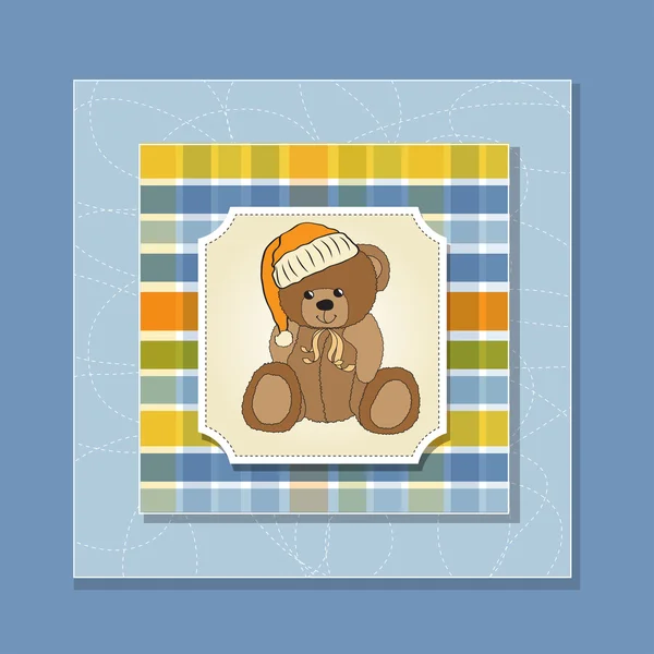 Дитяча листівка з сонним плюшевим ведмедем — стокове фото
