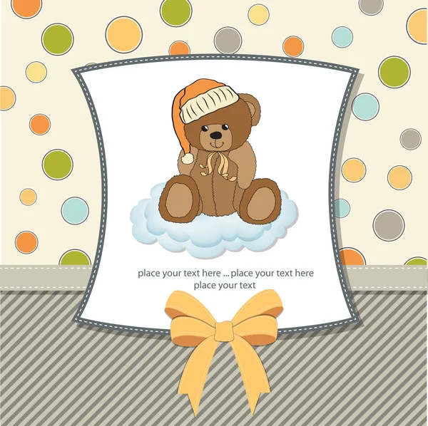 Дитяча листівка з сонним плюшевим ведмедем — стокове фото