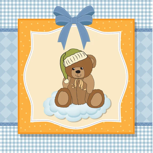 Ευχετήρια κάρτα μωρού με υπνηλία αρκουδάκι — Φωτογραφία Αρχείου