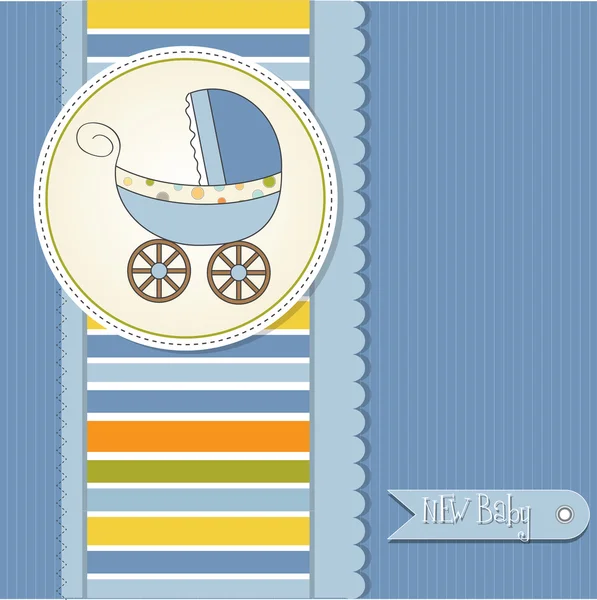Bebek arabalı bebek kartı — Stok fotoğraf