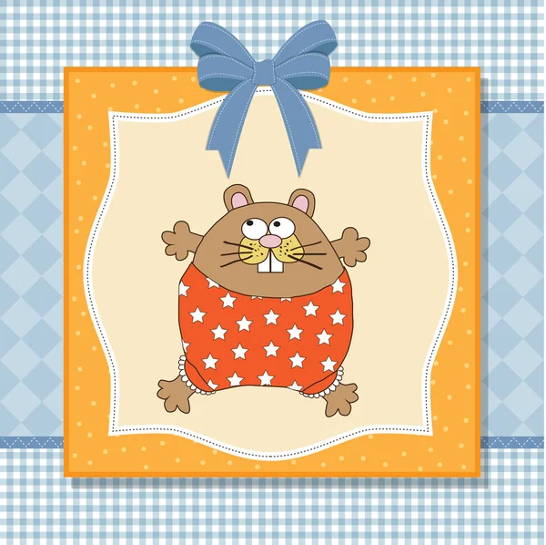 Cartão de saudação com ratinho bonito — Fotografia de Stock