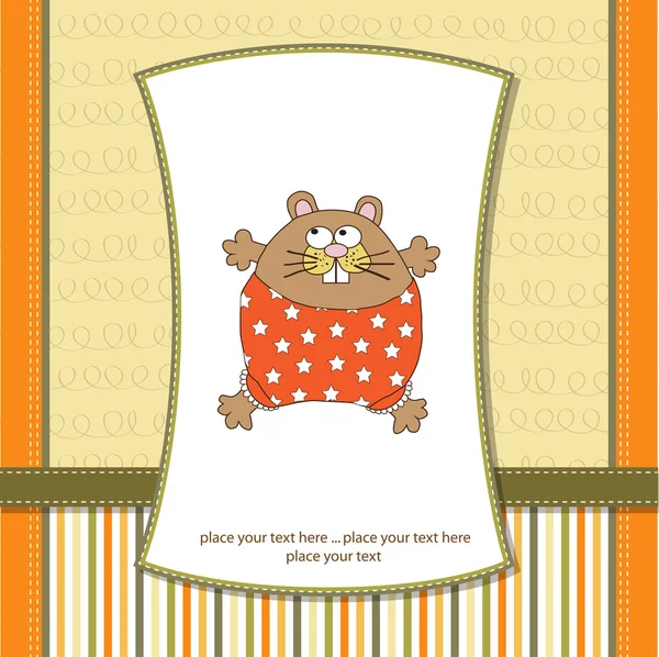 Cartão de saudação com ratinho bonito — Fotografia de Stock